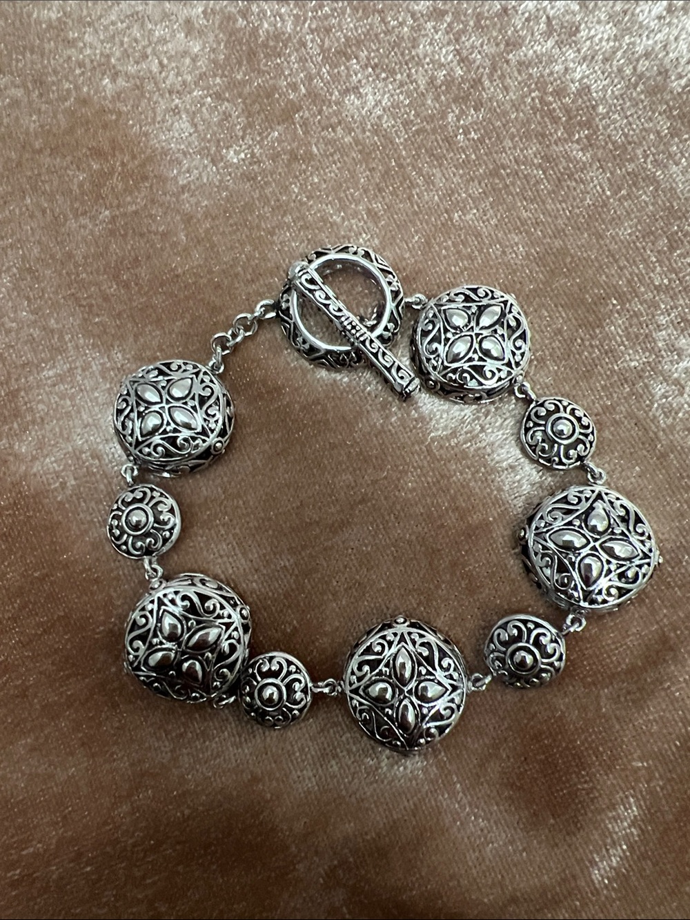 Copper, stamped 925 silver Filigree Bracelet -